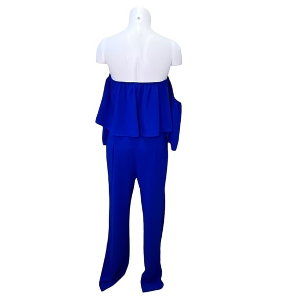 ZARA Off Shoulder Blue Jumpsuit Bloggers Favourite Size Small - Picture 8 of 14